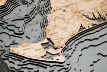 Martha's Vineyard, Massachusetts Wood Carved Topographic Depth Chart/Map