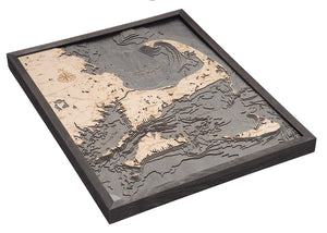 Cape Cod Wood Carved Topographic Depth Chart