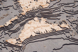 Cape Cod Wood Carved Topographic Depth Chart