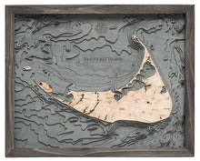 Nantucket Wood Carved Topographic Depth Chart/Map