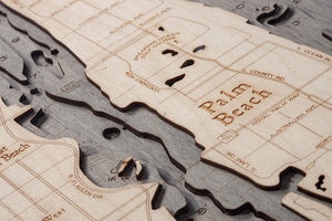 Palm Beach Wood Carved Topographic Depth Chart/Map