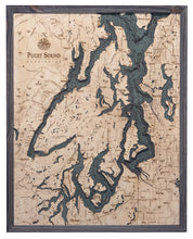 Puget Sound Wood Carved Topographic Map