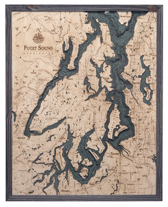Puget Sound Wood Carved Topographic Map