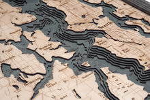 Puget Sound Wood Carved Topographic Map