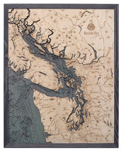 Salish Sea Wood Carved Topographical Map