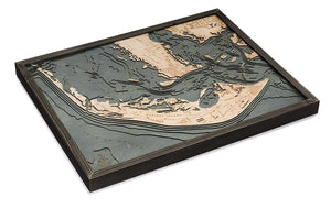 Sanibel Island Wood Carved Topographic Depth Chart/Map
