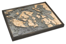 San Juan Islands Wood Carved Topographical Map