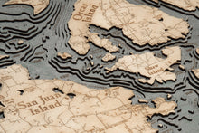 San Juan Islands Wood Carved Topographical Map