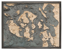 San Juan Islands Wood Carved Topographical Map