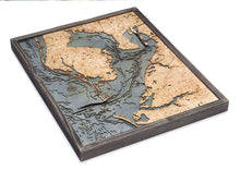 Tampa Bay Florida Wood Carved Topographic Depth Chart/Map