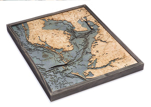 Tampa Bay Florida Wood Carved Topographic Depth Chart/Map