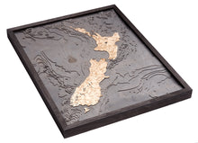 New Zealand Wood Carved Topographic Depth Chart Map