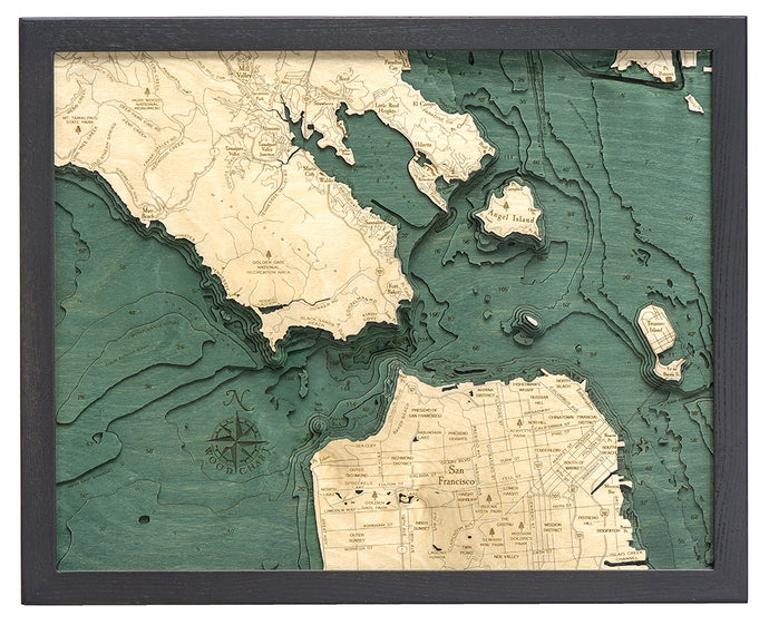 Golden Gate / San Francisco Topographic Depth Chart Map