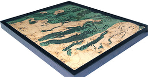 Grand Traverse Bay/Leelanau Wood Carved Topographic Depth Chart/Map