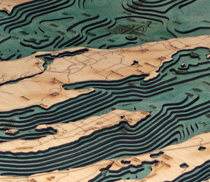 Grand Traverse Bay/Leelanau Wood Carved Topographic Depth Chart/Map