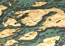 San Juan Islands Wood Carved Topographical Map