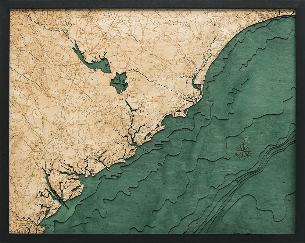 South Carolina Coast Topographic Depth Chart/Map