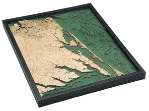 Virginia Beach to Kitty Hawk Topographic Depth Map/Chart