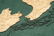 New Zealand Wood Carved Topographic Depth Chart Map