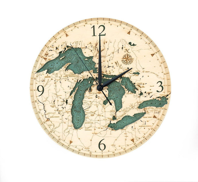 Great Lakes Wood Carved Clock