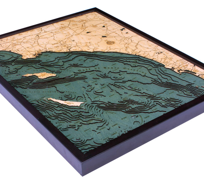 LA to San Diego Wood Carved Topographical Depth Chart/Map