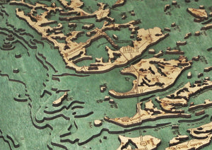 Florida Keys Wood Carved Topographic Depth Chart/Map