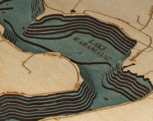 Lake Waramaug Wood Carved Topographic Depth Chart/Map