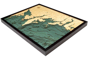 Darien Wood Carved Topographic Depth Chart/Map