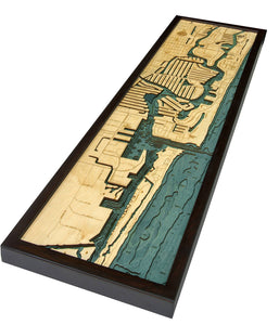 Ft. Lauderdale Wood Carved Topographic Depth Chart/Map