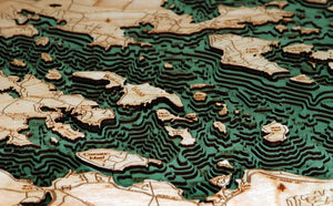 Lake Winnipesaukee Wood Carved Topographic Depth Chart/Map