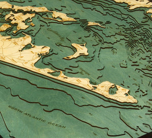 East Long Island Sound/Hamptons Wood Carved Topographic Depth Chart/Map