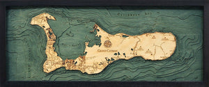 Grand Cayman Wood Carved Topographic Map