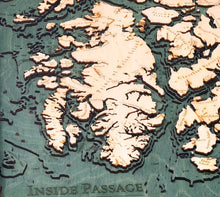 Inside Passage Wood Carved Topographic Depth Chart/Map