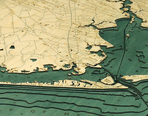 Houston, TX Wood Carved Topographic Depth Chart/Map