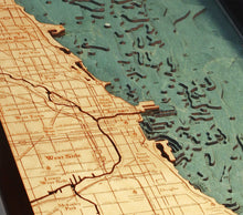 Chicago Wood Carved Topographic Depth Chart/Map
