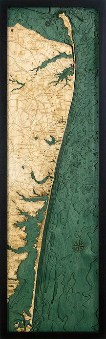 New Jersey North Shore Wood Carved Topographic Depth Chart/Map