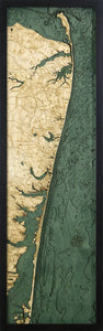 New Jersey North Shore Wood Carved Topographic Depth Chart/Map