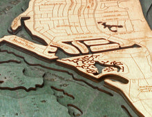 Key Biscayne Wood Carved Topographic Depth Chart/Map