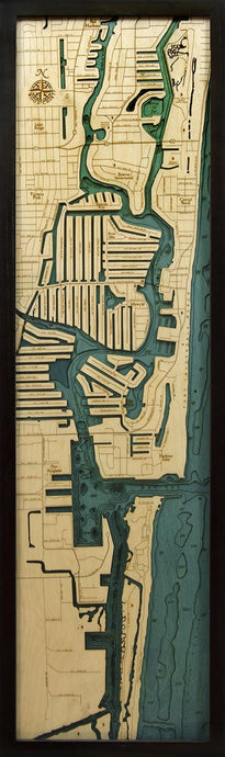 Ft. Lauderdale Wood Carved Topographic Depth Chart/Map