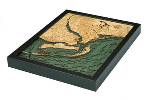 Fort Myers Wood Carved Topographic Depth Chart/Map