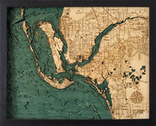 Fort Myers Wood Carved Topographic Depth Chart/Map