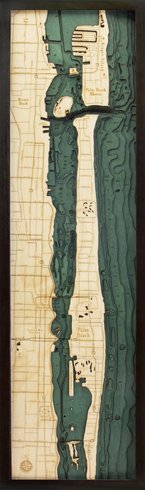Palm Beach Wood Carved Topographic Depth Chart/Map