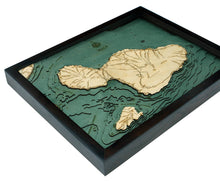 Maui Wood Carved Topographic Depth Chart/Map