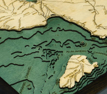 Maui Wood Carved Topographic Depth Chart/Map