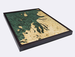 Northwest Michigan Wood Carved Topographic Depth Chart/Map