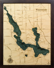 Walloon Lake, Michigan Wood Carved Topographic Depth Chart/Map