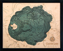 Crater Lake Wood Carved Topographic Depth Chart/Map
