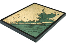 Houston, TX Wood Carved Topographic Depth Chart/Map