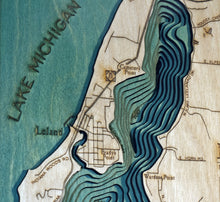 Lake Leelanau, Michigan Wood Carved Topographic Depth Chart/Map