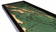 Outer Banks, North Carolina Wood Carved Topographic Depth Chart/Map